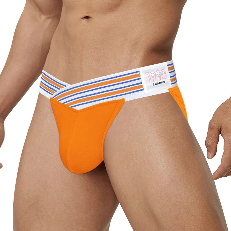 Stripe Modal Brief in Orange — supplied front studio view